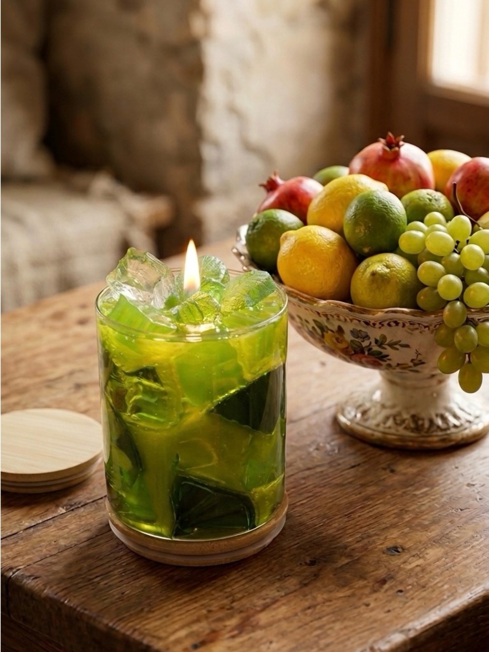 Vibrant Lime Decorative Candle With 100% Pure & Natural Sweet Orange Oil